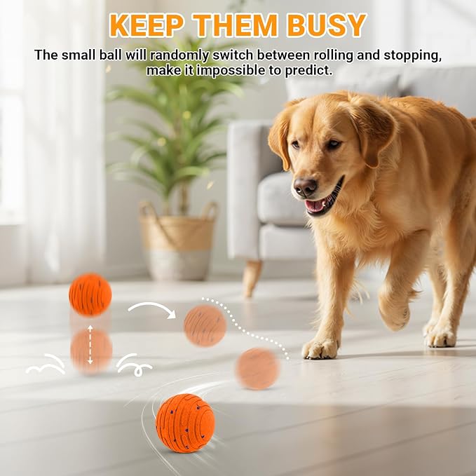 Smart Interactive Dog Toy with Remote Control, E-TPU Toy Ball for Aggressive Chewers, Automatic Moving, IPX6 Waterproof, Rechargeable Rolling Ball for Small/Medium/Large Dogs, ORG&BLU