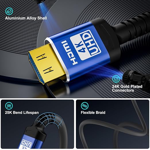 18Gbps hdmi Cables 3ft with Gripping Connectors,4k Ultra high Speed Ethernet 2.0 Flexible Cord Support 4K@60Hz 4:4:4 HDR,HDCP2.2,ARC,3D and CEC for HDTV/PS4/3/Xbox/Monitor/Projector ect