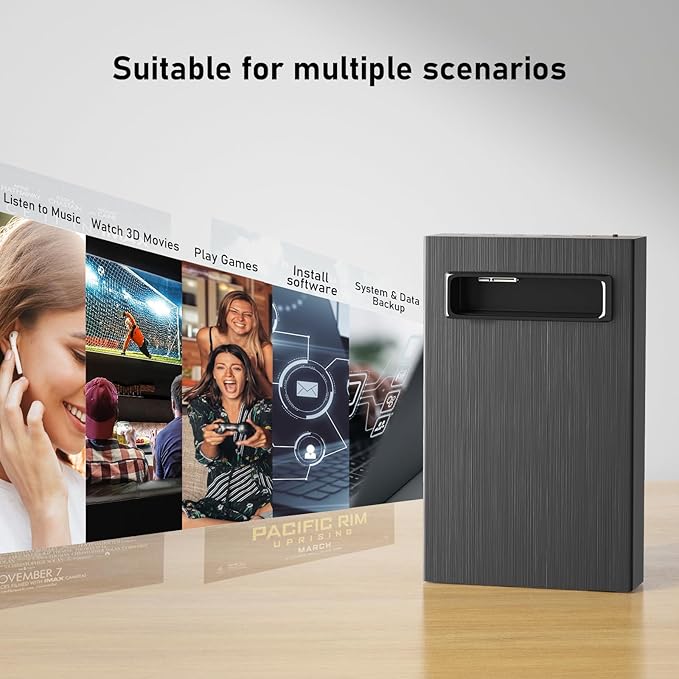 4 in 1 External Blu Ray Drive, 16x USB 3.0 and Type-C External Bluray Drive, Multi-Function Fast-Charging Desktop BD/CD/DVD Burner/Read with HDD Enclosure USB HUB for Both Mac/PC