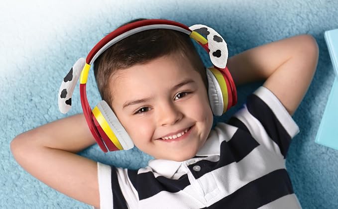 Paw Patrol Bluetooth Headphones for Kids, Volume Reduced Wireless Headphones for School Home or Travel (Paw Patrol Marshall)