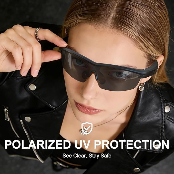 Bluetooth Audio Smart Glasses for Cycling Running Driving | Polarized Sports Sunglasses with Open-Ear Speakers, Hands-Free Calls, Voice Assistant, UV Protection, IPX5 Waterproof for Hiking Fishing