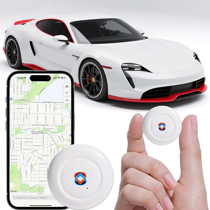 GPS Tracker for Vehicles Works with iOS & Android App No Subscription Required, with Built-in Speaker Magnetic Car Locator 2-Year Battery Life Location History & Location Sharing
