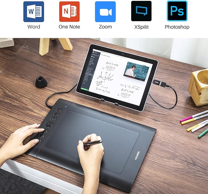 HUION H610 Pro V2 Graphic Drawing Tablet Android Supported Pen Tablet Tilt Function Battery-Free Stylus 8192 Pen Pressure with 8 Express Keys