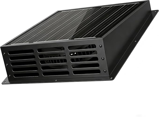 25W Solar Powered Exhaust Fan, 430 CFM High Airflow Attic Fan with 12V Monocrystalline Panel, Weatherproof Ventilation Kit for Chicken Coop, Greenhouse, Shed, Garage and RV, Easy Install