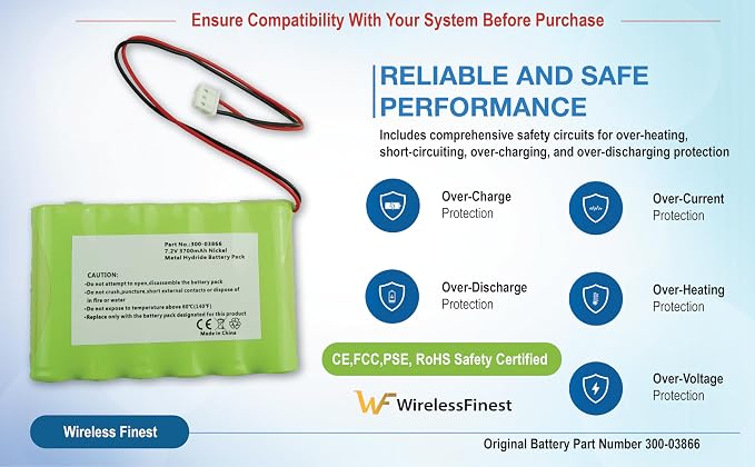 Replacement Battery 3700mAh 300-03866 LCP500-4B for Honeywell Lynx 5100 5200 5210 5300 Plus Lynx Touch 7000 Security Alarm System Lyric Keypad LCP500-L Fix Low Battery Power Alert Control Panel
