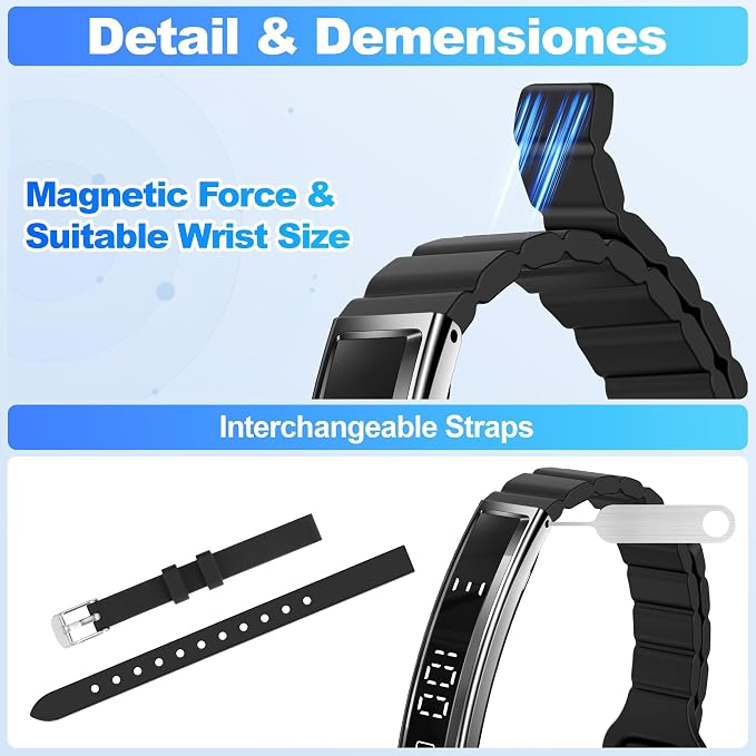 Smart Bracelet for Women Men, Health Activity Fitness Trackers, 24/7 Heart Rate & Sleep Tracker, HRV & Stress Monitor, Smart Wristband with 2 Bands for Calorie/Step Counter, Free APP for iOS & Android