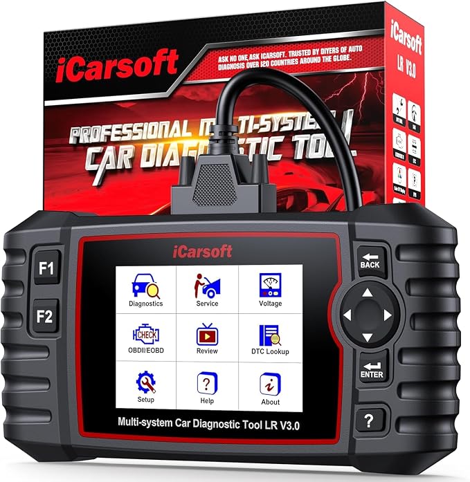iCarsoft LR V3.0 2026 Version Bidirectional OBD2 Scanner for Most Land Rover/Jaguar from 1996-2023 Full Systems 37 Service Diagnostic Scan Tool Graphic Data Car Code Reader with Lifetime Free Update