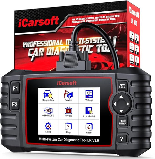 iCarsoft LR V3.0 2026 Version Bidirectional OBD2 Scanner for Most Land Rover/Jaguar from 1996-2023 Full Systems 37 Service Diagnostic Scan Tool Graphic Data Car Code Reader with Lifetime Free Update
