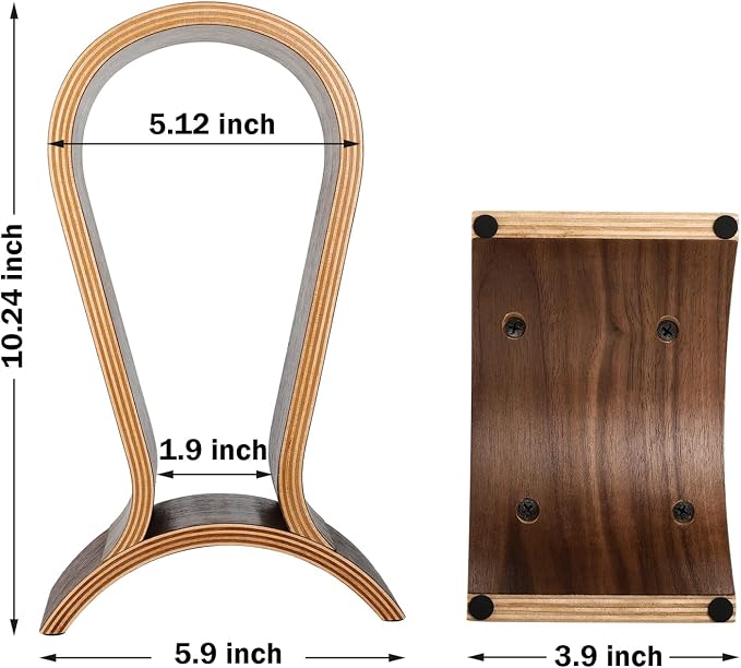 Headphone Stand Wood, Headset Stand for Desk, Walnut Gaming Headphone Holder Compatible for Sennheiser, Bose, Beats, Razer, AKG, Airpod Max, HyperX, Sony PS4 et.