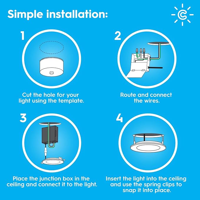 Cync GE Reveal HD+ Wafer Smart LED Downlight Fixture, Full Color Changing Lights, WiFi and Bluetooth LED Lights, 760 Lumens, Works with Google Home and Amazon Alexa, 4 Inches (2 Pack)