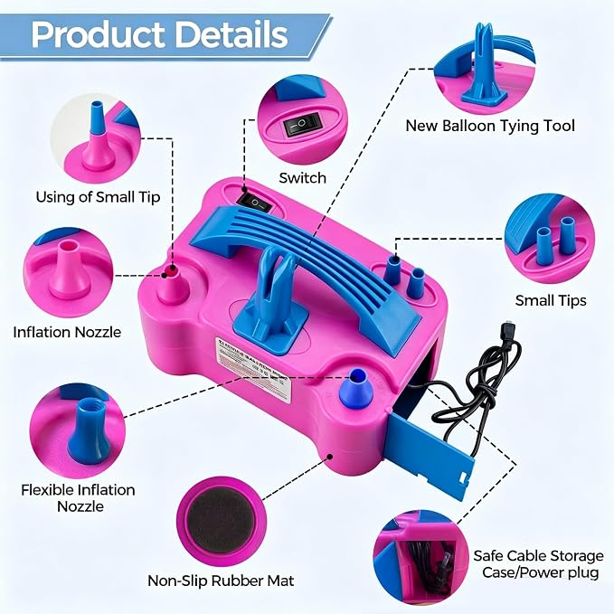Electric Balloon Pump, Pump Electric, New Fast Balloon Tying Tool,Suitable for Party Decoration, Birthday Celebrations, Wedding Events