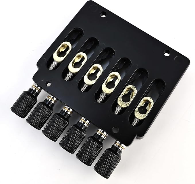 10.5mm(13/32") Headless Electric guitar Bridge Zinc Alloy 6 String Fixed Bridge for Headless Electric Guitar Replacement Parts（Matte Black）