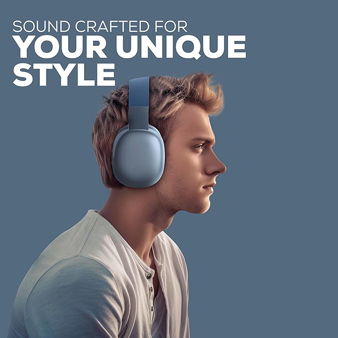 Gabba Goods Wireless Over Ear Bluetooth Headphones with Microphone - Wireless Headset -Noise Reduction - Bluetooth, Wired,Built in Micro SD for Travel, Home, Work TV,PC,Gaming,Cellphone (Blue)