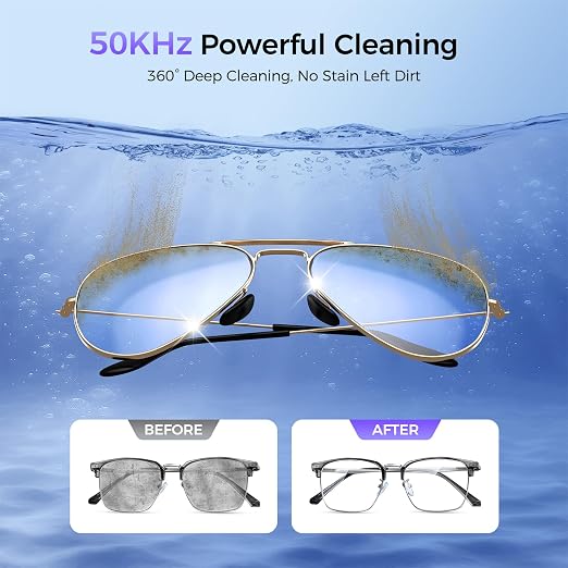 Ultrasonic Jewelry Cleaner, 50KHz Ultrasonic Cleaner Machine, Dual Modes & LED Display, 5 Cleaning Modes, 24W Sonic Cleaner for Jewelry, Eyeglasses, Watches, Rings, Watch Strap,Dentures(Black)