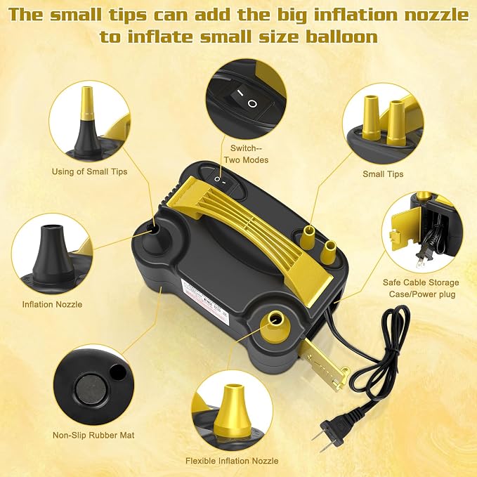 IDAODAN Electric Balloon Pump, Portable Electric Balloon Blower Machine Inflator Air Pump for Party Decorations
