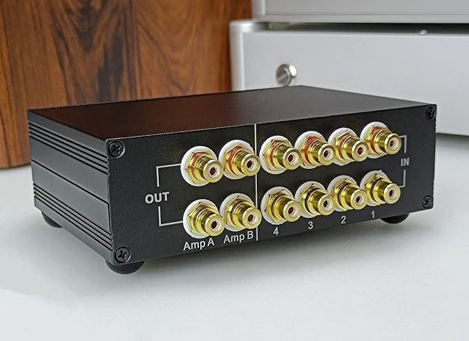 ST42 4-Way RCA Audio Switch Source Signal Input switcher selector Splitter Box (4 in 2 Out)