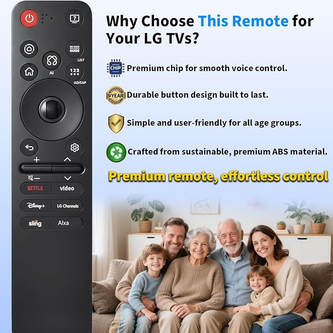 Replacement for LG TV Remote, for All 2019-2025 LG Remote Control for Smart TVs with Voice and Pointer Function, for LG Magic Remote. 2-Year Warranty.