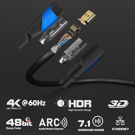 KabelDirekt 4K HDMI Cable – 50ft & Longer HDMI Cables (20ft–75ft) – German-Engineered HDMI Cord – Supports 4K@60Hz, UHD, HDR, ARC, Ethernet – HDMI Cable for HDTV, PC, PS5, Xbox, Switch