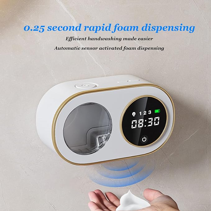Zunate Automatic Foaming Hand Soap Dispenser, 320ml Wall Mount Rechargeable Touchless Liquid Soap Dispenser with Smart Sensor for Bathroom Kitchen Hotel (White)