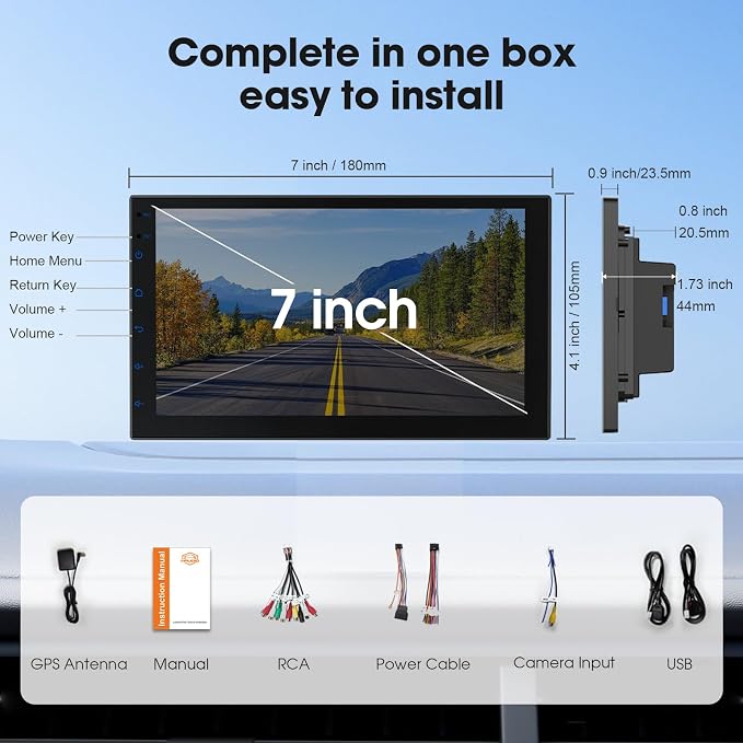 Haudio 7 Inch Double DIN Car Stereo, Wireless Apple CarPlay & Android Auto, Android 13 Touchscreen Car Radio with GPS Navigation, 2GB+32GB, Steering Wheel Control, No Backup Camera
