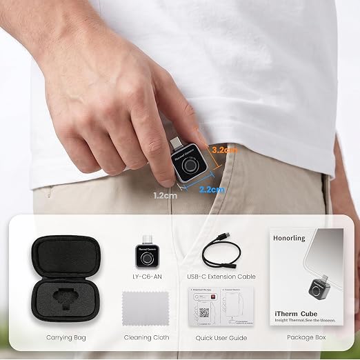 Thermal Camera, Thermal Imaging Camera for Android, 128x96 Ture IR Resolution Infrared Camera, 14℉ to 842℉（-10℃ to 450℃), 10 Color Palettes