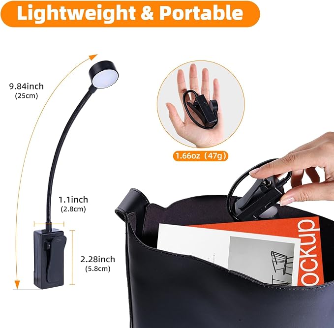 KunHe 5 Pack Rechargeable Book Light Bulk Clip-On Reading Lights for Books in Bed Long-Lasting 3 Modes & 3 Brightness Levels Compact USB Charging Mini Booklights for Kids Book Lovers Bulk Gifts