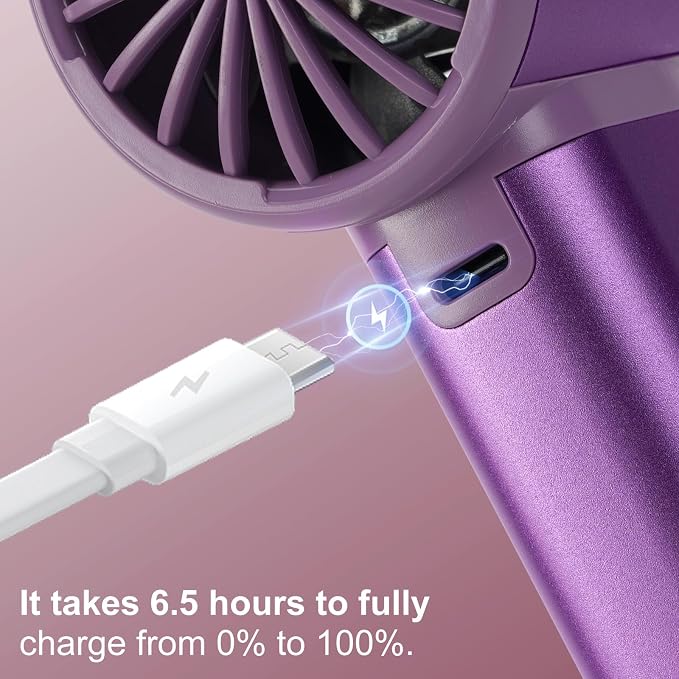 Handheld Turbo Fan with 1-100 Speed - 15H Max Cooling Mini Portable Fan, Metal Personal Air Cooler for Commute and Travel, Gifts for Men and Women, Purple