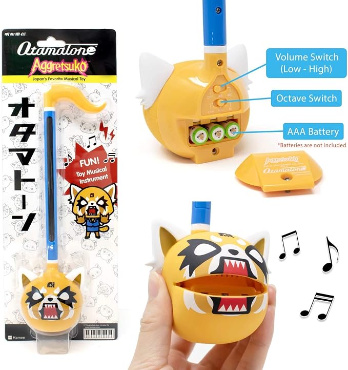 Otamatone Sanrio Special Edition (2 Pc. Set - Aggretsuko Rage + Gudetama) - Fun Electronic Musical Toy Instrument by Maywa Denki (Official Licensed) [Includes Song Sheet and English Instructions]