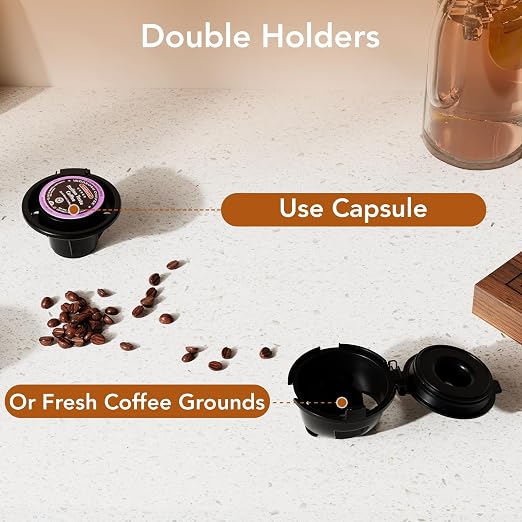 COWSAR Single Serve Coffee Maker, Two Holders for Capsule & Ground, Adjustable Funnel Height, Brew 6oz to 14oz, One-Touch Switch, Security protection, Easy to Clean, Commercial Ideal for Home/Office