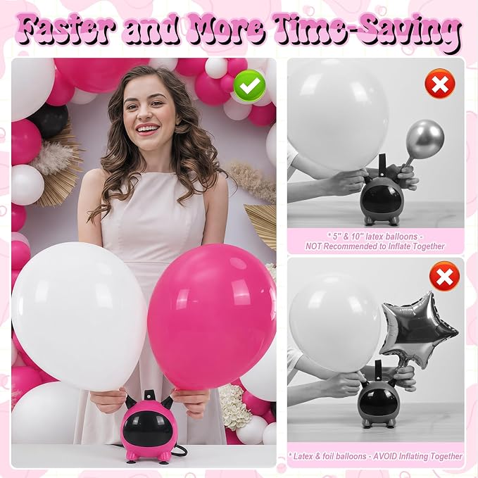 Togvu Balloon Pump Electric, Portable Balloons Inflator Air Pump with 2 Nozzles, Small Balloon Blower Machine 600W for Latex Garland Arch and Foil Balloons