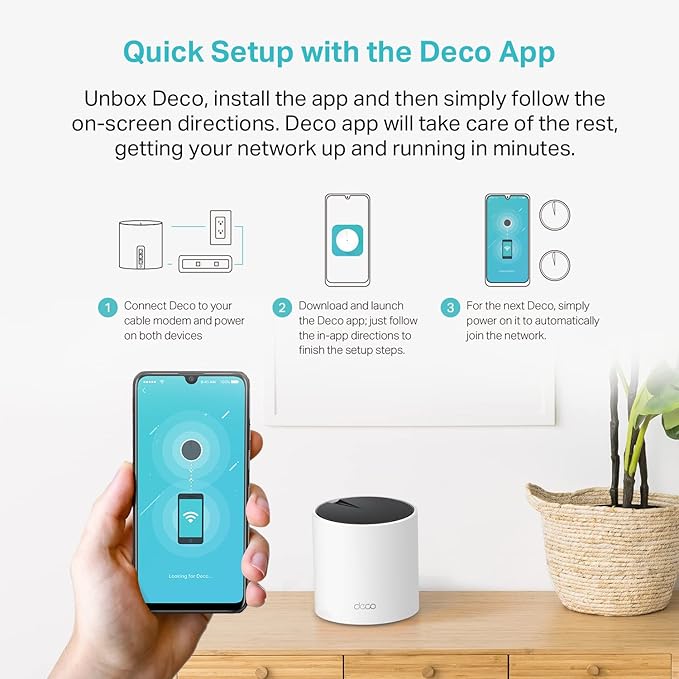 TP-Link Deco X55 AX3000 WiFi 6 Mesh System - Covers up to 2500 Sq.Ft., Replaces Wireless Router and Extender, 3 Gigabit Ports, Supports Ethernet Backhaul, Deco X55(1-Pack)