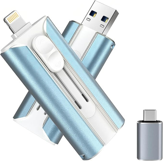 MFI Certified 512GB Flash Drive for iPhone&iPad&Android&Pc, Photo Stick USB Stick Memory Stick Photo/Video Storage Jump Drive Photo Saver External Flash Drive (Available Space: ~484gb),1 Pack,Blue