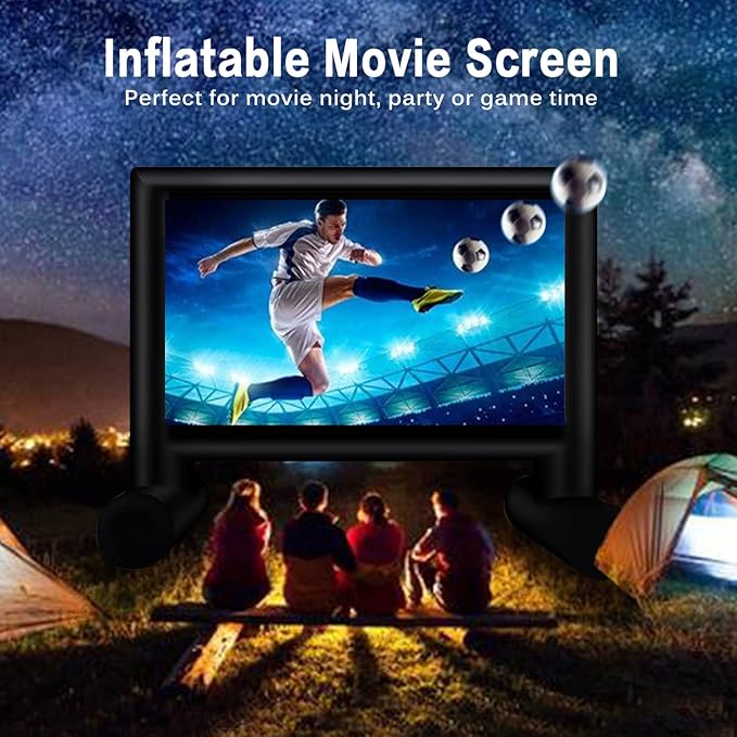 14 FT Inflatable Projector Movie Screen for Outside, Blow up Projector Screen Front/Rear Projection for Backyard Movie Night Outdoor Party