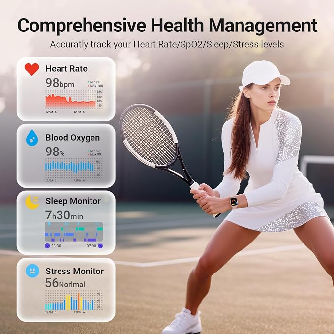 Smart Watches for Women Android iPhone (2 Bands), [1.85" AMOLED Screen] Smartwatch Fitness Tracker 3ATM Waterproof with Bluetooth Calls, AI Voice, Heart Rate/SpO2/Sleep Monitor, 7 Days Battery