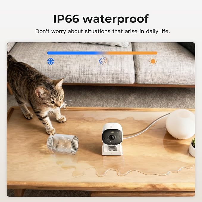 2K Cameras for Home Security,Indoor/Outdoor for Baby/Elder/Pet Monitoring with Phone app,Plug&Play,Color Night Vision,2-Way Audio 24/7 Recording,Support 128G Card ( Not Included),4 pcs,6.56ft Wire