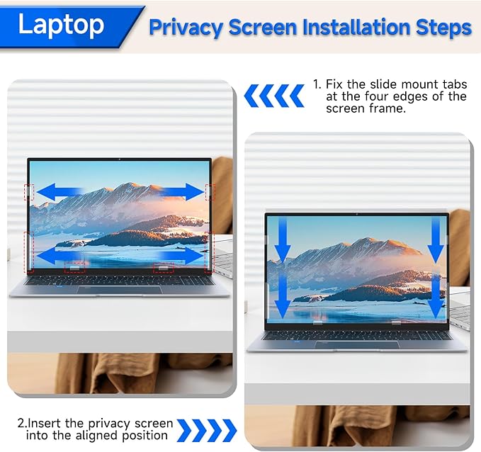 ZOEGAA 4-way 360° Privacy Screen For 14 Inch 16:9 Laptop That Screen Size is 12.2 in Wide and 6.8 in High. Removable Privacy Screen For Laptop Monitor, Anti Glare And Blue Light, Compatible With HP Dell Lenovo Asus Samsung Acer Thinkpad