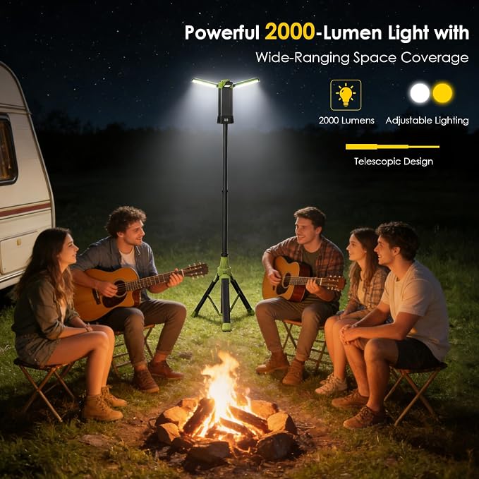 Telescopic Camping Light, 9000mAh Rechargeable Lantern, Portable Camping Light, Camping Essentials Gear Emergency Flashlight for Outdoor, IPX4 Water Resistant