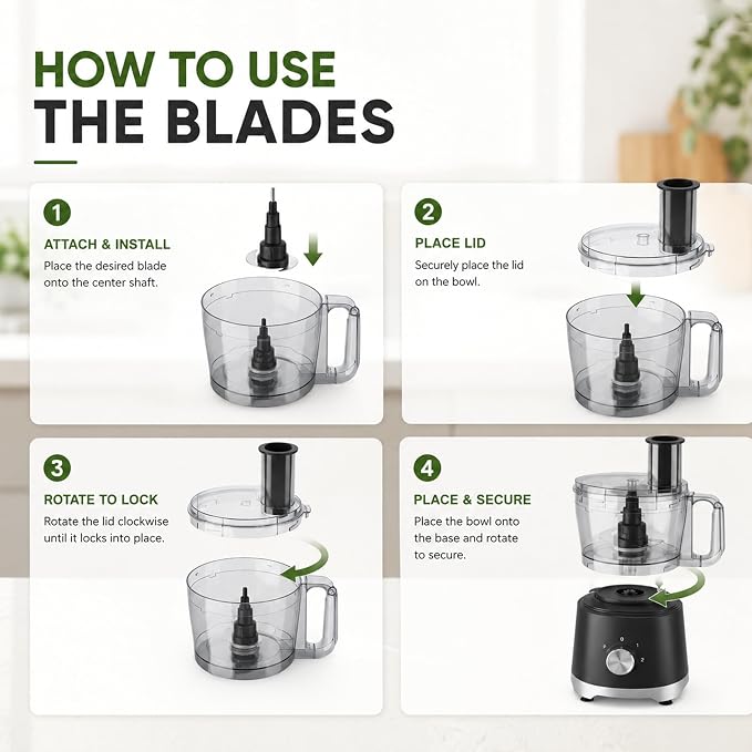 Simple Deluxe Food Processor 10.5 Cup, 2.6QT Multi-use Electric Vegetable Grinder with Slice Shred Chop Knead Functions, Kitchen Appliance for Fruit Smoothie & Dough Mixing, Black