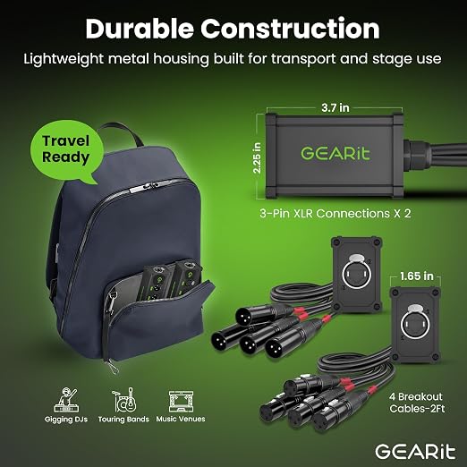 GEARit 4 Channel Snake (2ft Breakout Cable) 3Pin XLR/DMX/AES-EBU to Ethercon RJ45 Cat5/Cat6 Ethernet Extender for Live Stage, Sound, Lighting, Audio Recording Studio (1 Pair: 4 XLR Male/4 XLR Female)