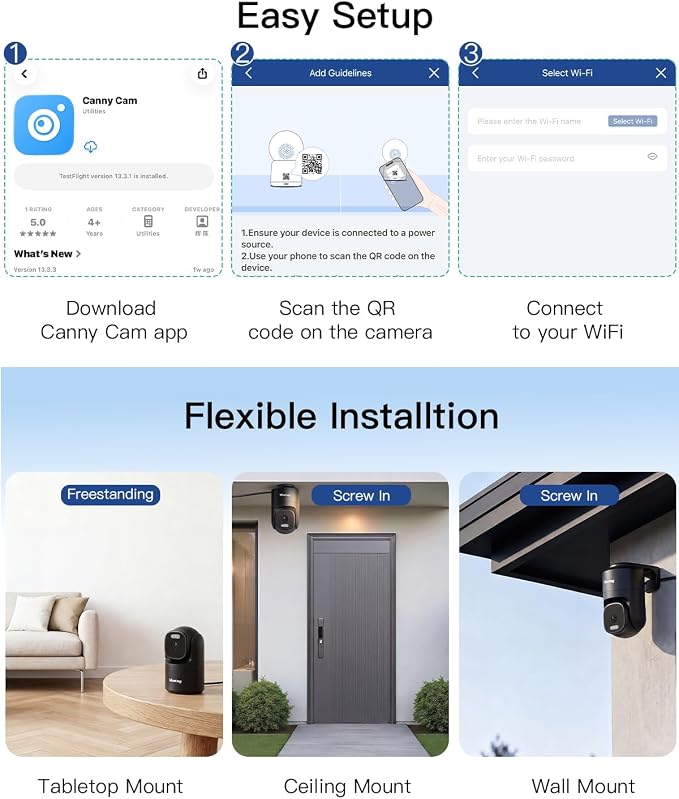 VIMTAG 2.5K 4MP Outdoor Security Camera, Pan/Tilt WiFi Home CCTV Camera, 360° View & Motion Tracking, Color Night Vision, 2-Way Audio, AI Detection Alarm, IP66, Cloud & SD Card Storage, Works w/Alexa