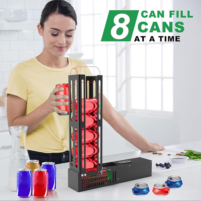 Electric Can Crusher, Automatic Can Smasher Fills in 8 Cans at a Time, Heavy Duty Can Crushers for Recycling 12oz & 16oz Aluminum Seltzer, Cola, Soda, Beer Cans and Plastic Bottles