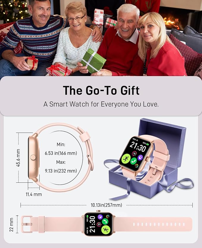 Hingso Smart Watches for Women, 1.85" Fitness Tracker for Android & iPhone | Bluetooth Call & Text Alert, Alexa Built-in, 24/7 Heart Rate/SpO2/Sleep/Cycles Monitor, 120+ Sports, IP68 Waterproof, 2 Bands