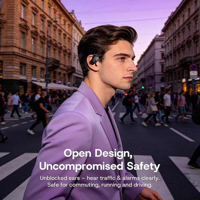Over Open Ear Earbuds Wireless Bluetooth Open Ear Headphones Air Conduction Earbuds that Don't Go in Your Ear with Awareness of Surroundings with Over-Ear Hooks