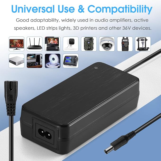 Nobsound 36V 6A Power Supply: 216W High-Efficiency GaN Adapter for Amplifiers, Active Speakers, LED Strip Lights, 3D Printers, AC 100-240V Input