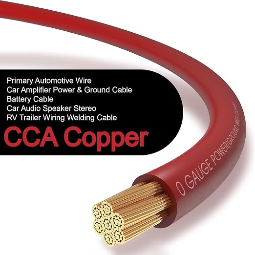 20FT 0 Gauge Wire,1/0 Battery Cable Copper Clad Aluminum,10pcs Lugs Terminal Connectors with 3:1Heat Shrink Tube for Amp,Winch,Reducer,Starter,Solar Power