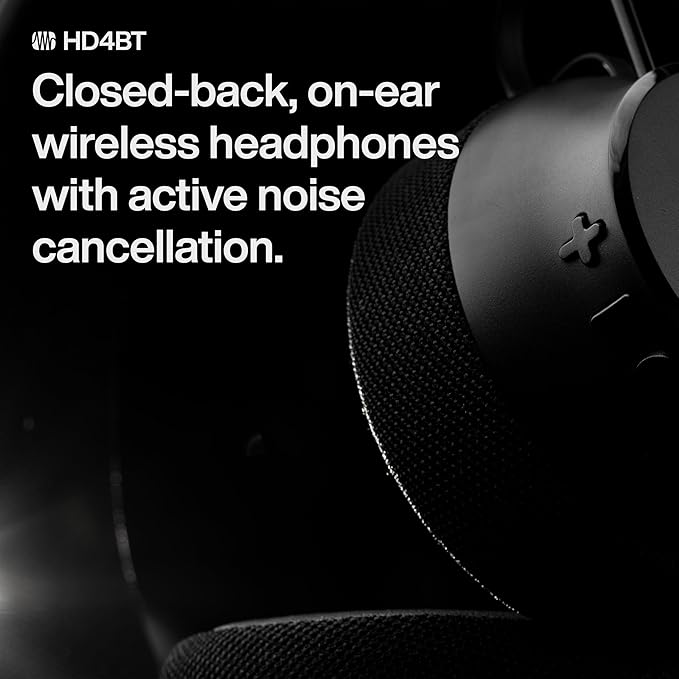 PreSonus Eris HD4BT — Over-Ear Closed-Back Wireless Headphones, Bluetooth, ANC Noise Cancelling, Up to 60 Hours Battery Life, Studio Headphones for Mixing, Monitoring, Recording, Eclipse Black