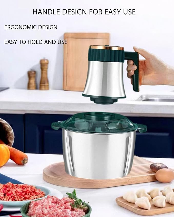 5L Electric Meat Grinder and Chopper, 500W Stainless Steel Processor with 5 Speeds, 6 Blades, Safety Lock, Overheat Protection, for Meat, Vegetables, Garlic, Nuts and Purees