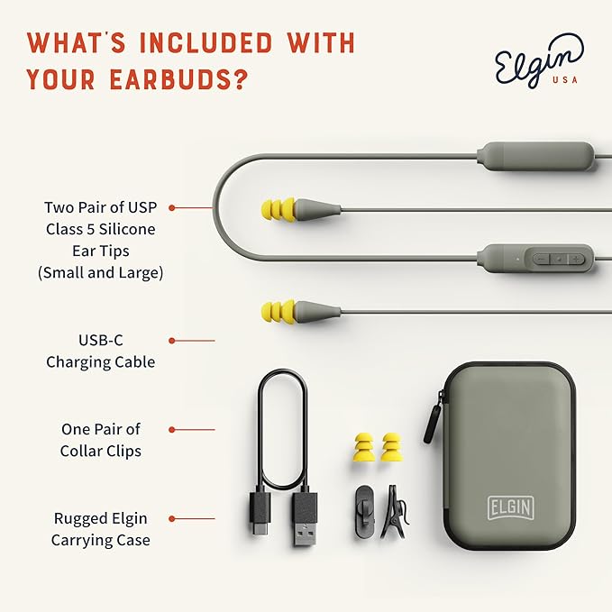 Elgin Discord Gen 2 Bluetooth Earplug Earbuds, OSHA Compliant Noise-Isolating Safety Wireless Headphones, All-Weather Earphones for Industrial Work, and High-Noise Environments