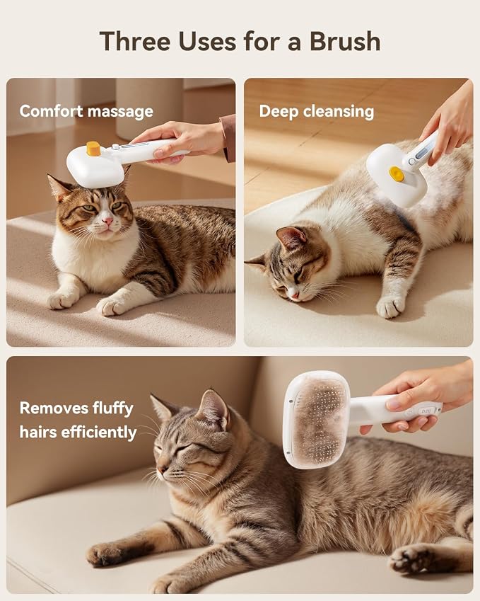 Rojeco 2in1 8.5L Automatic Pet Feeder and Water Dispenser and 3-in-1 Cat Steam Brush