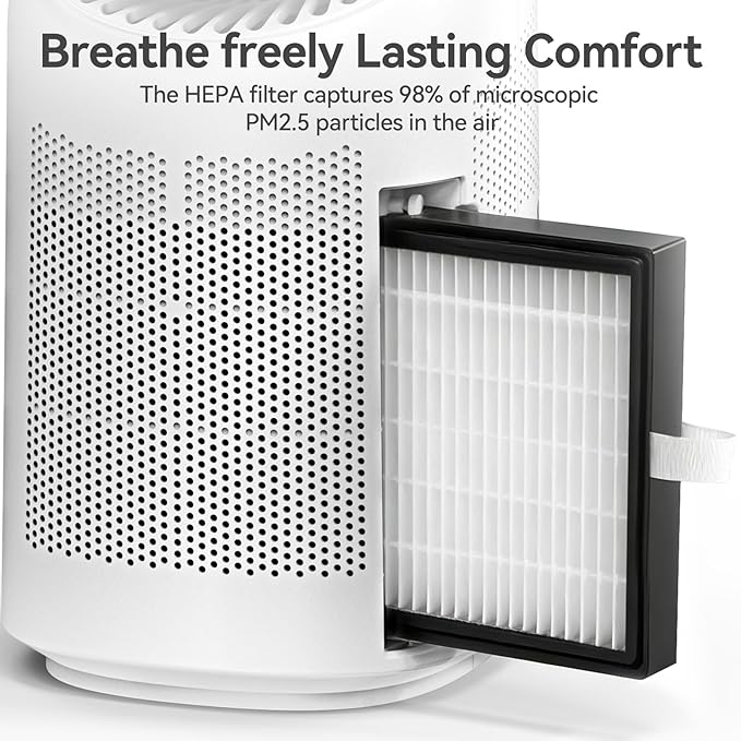 Dehumidifier with Purification Function for Home, Small Dehumidifier for Bedroom with Drain Hose, HEPA Filter & Auto-Off, 32dB Ultra-Quiet Sleep Mode, Ideal for Bedroom, Bathroom, Closet, RV